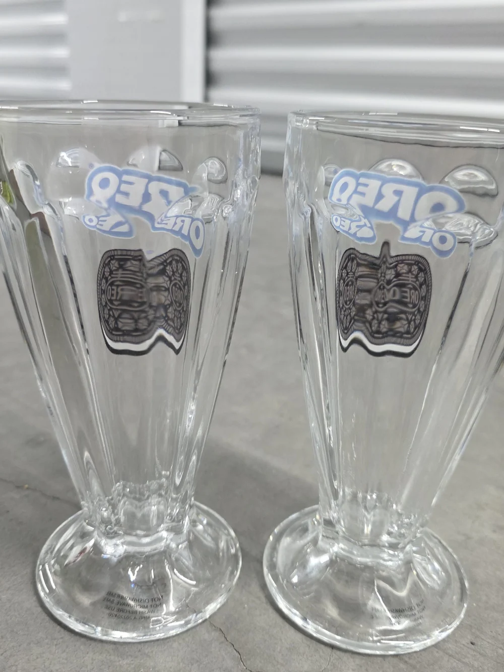 Clear Glass Dessert Cups with Oreo Logo - Set of 2